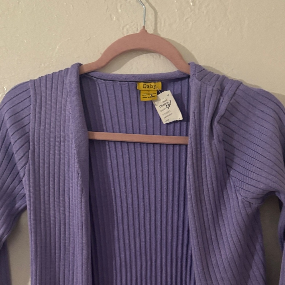 Daisy Lavender Ribbed Cardigan - Picture 2 of 12